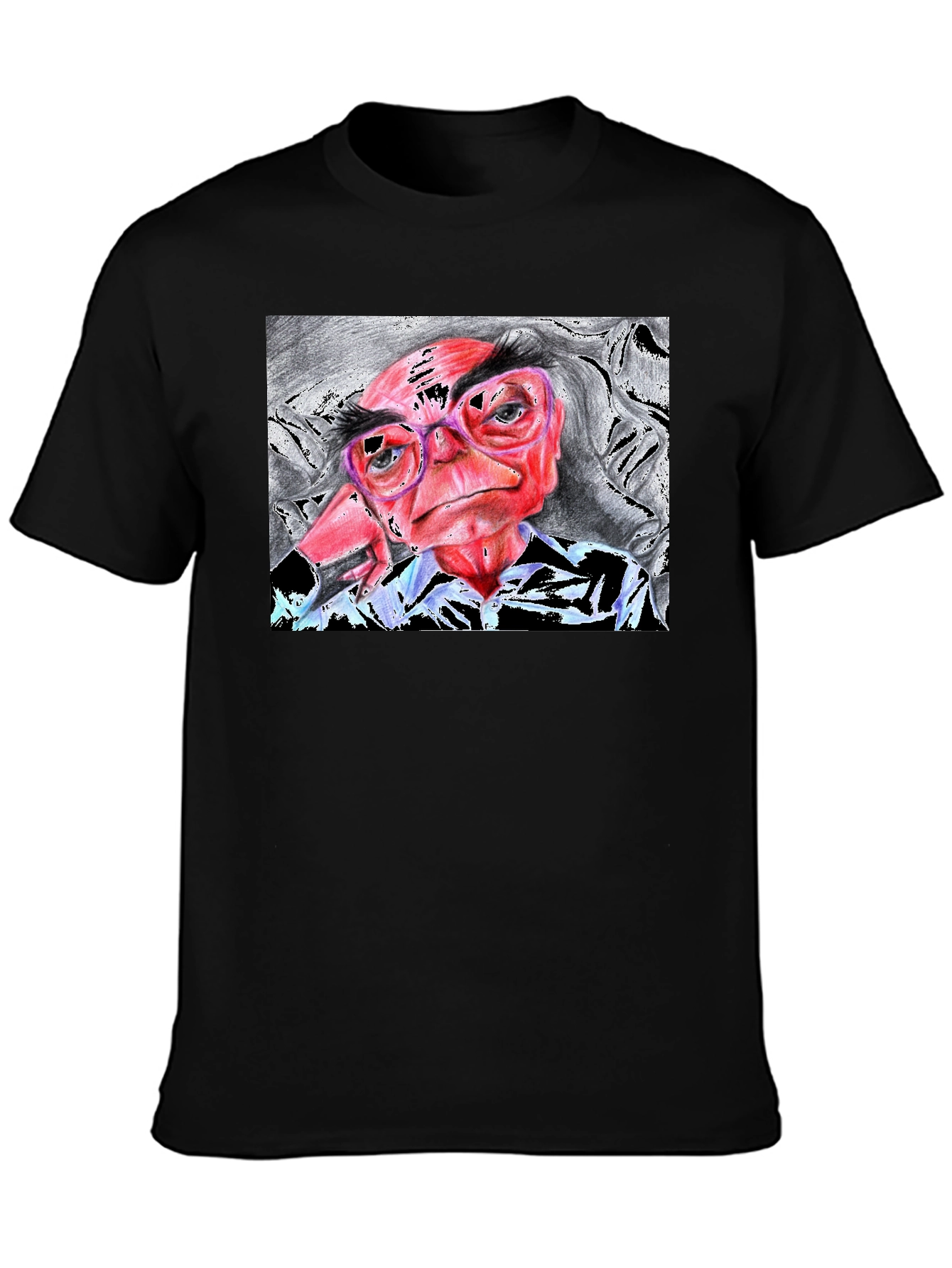 Unique Cartoon Art Black T-Shirt