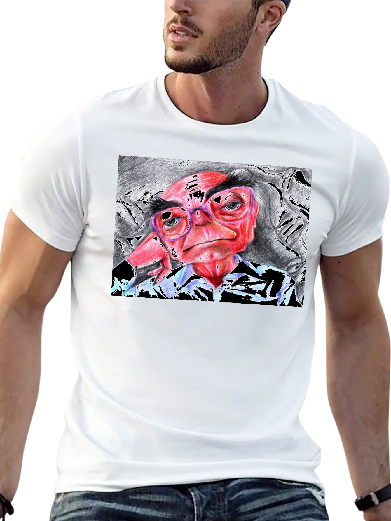 Unique Cartoon Art Black T-Shirt