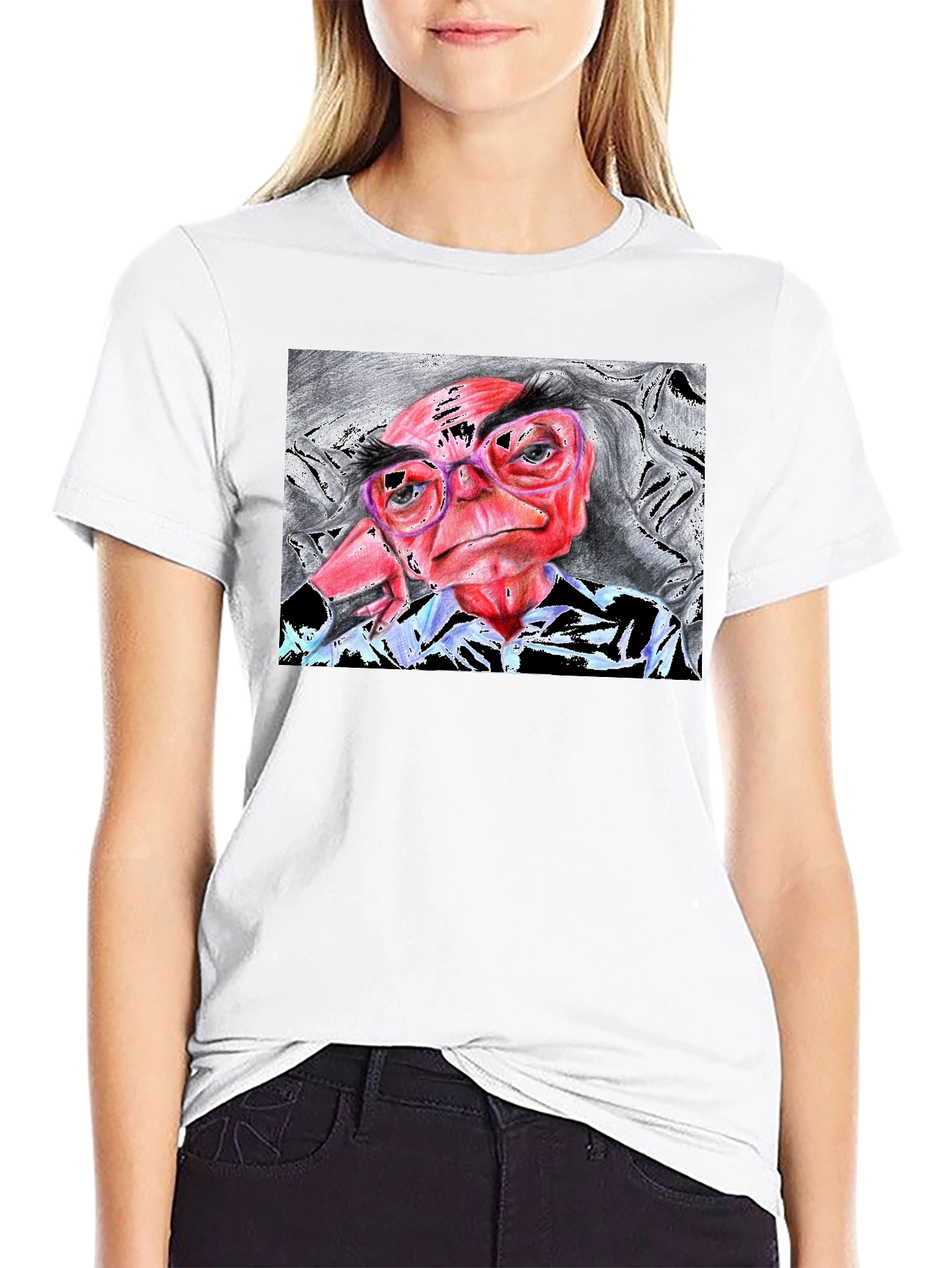 Unique Cartoon Art Black T-Shirt