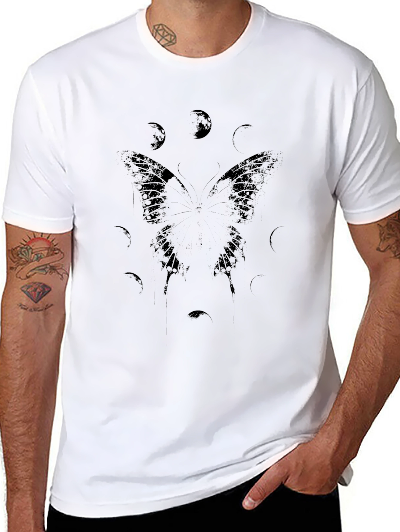 Butterfly & Moon Phases Graphic T-Shirt