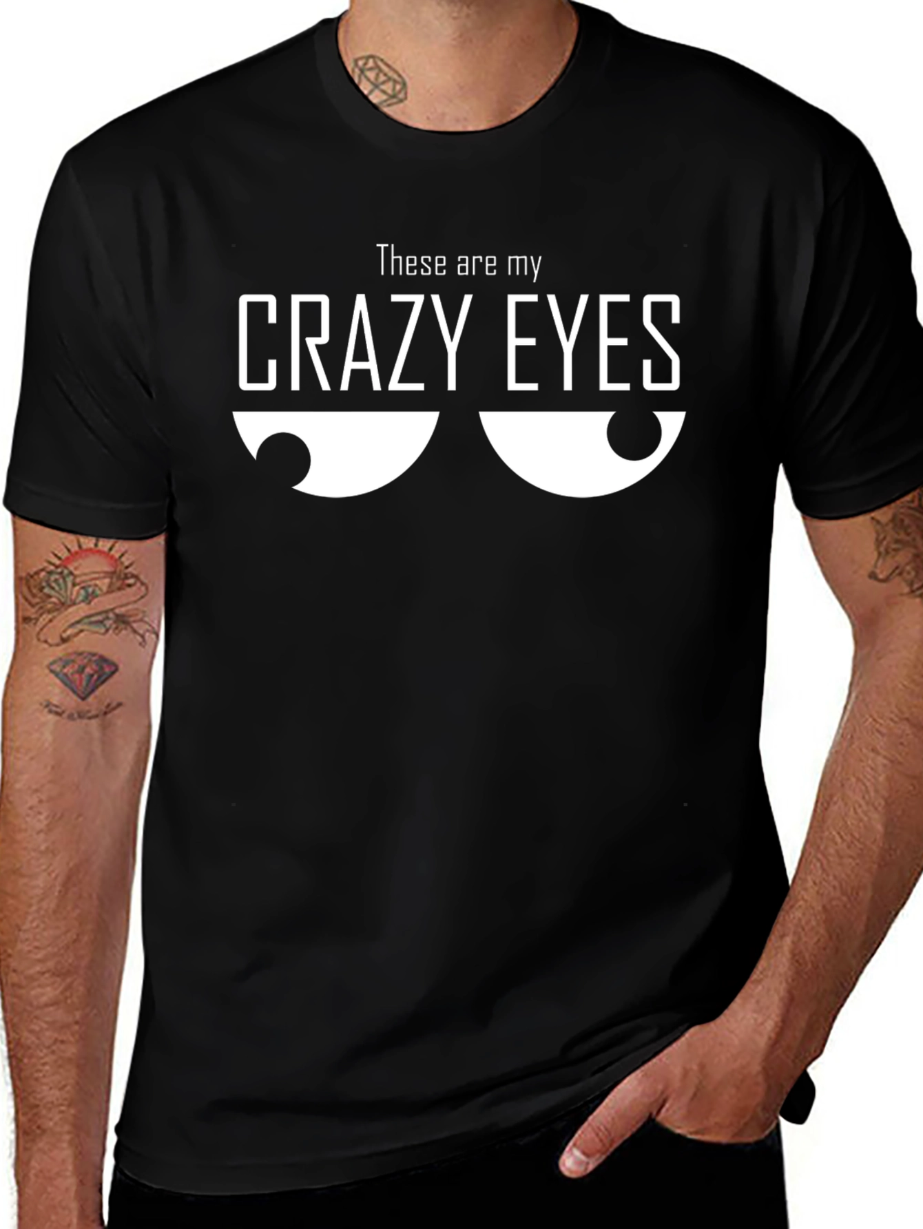 Crazy Eyes Graphic Tee - Black Cotton T-Shirt