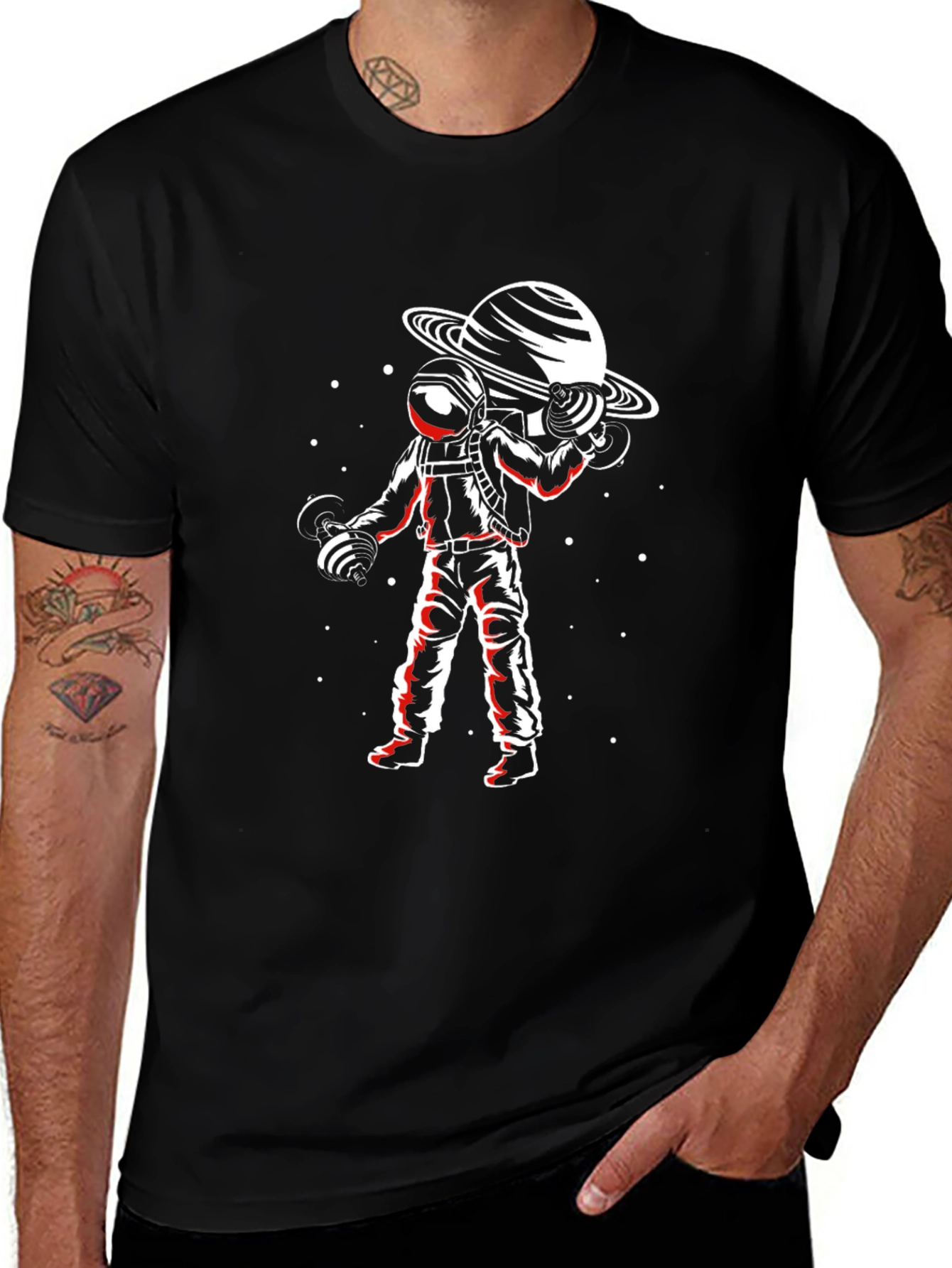Astronaut Planet Lifting T-Shirt - Space Gym Apparel