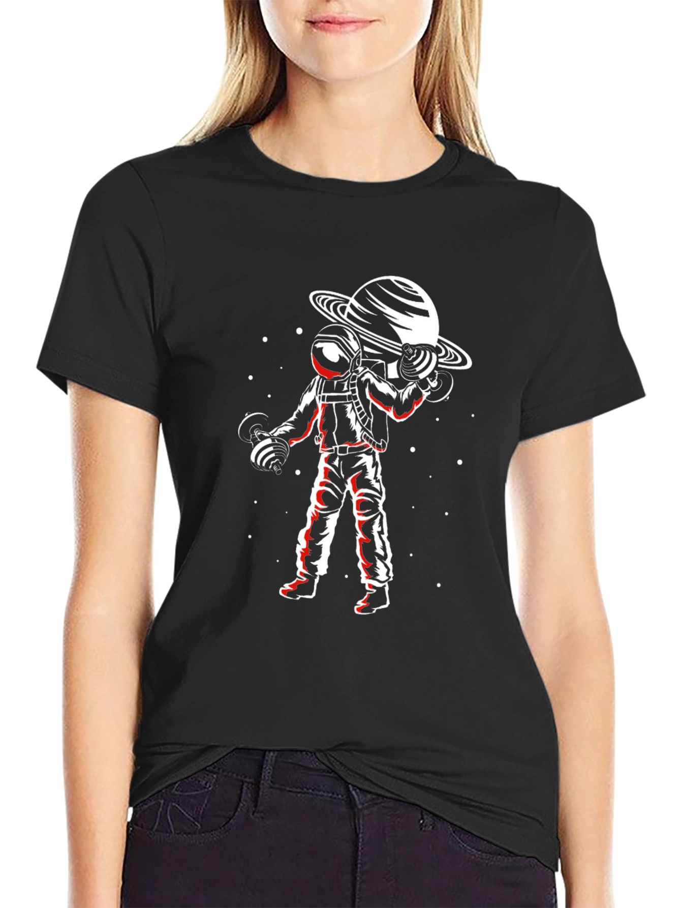 Astronaut Planet Lifting T-Shirt - Space Gym Apparel
