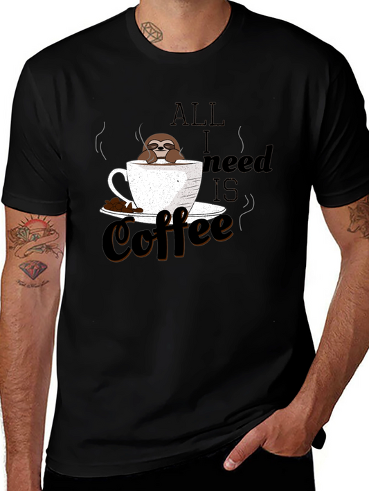 Coffee Sloth Graphic Tee - Relaxed & Fun T-Shirt
