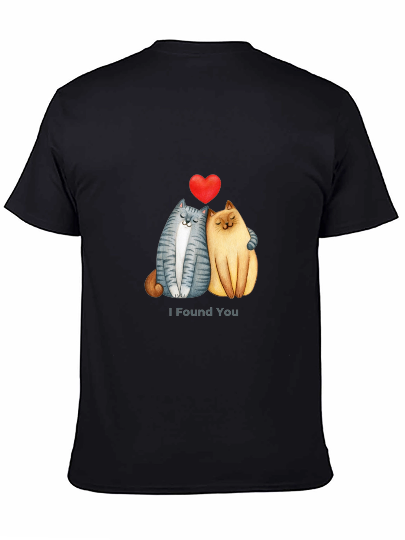 Cute Cats I Found You Valentines Day Black T-Shirt
