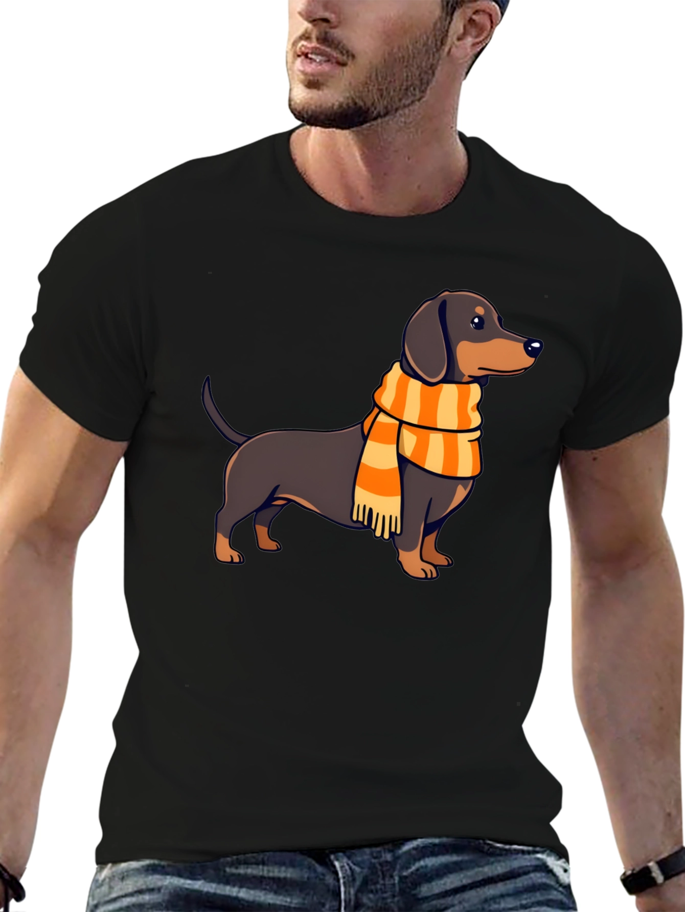 Dachshund Scarf Graphic Tee - Stylish Dog Lover Shirt