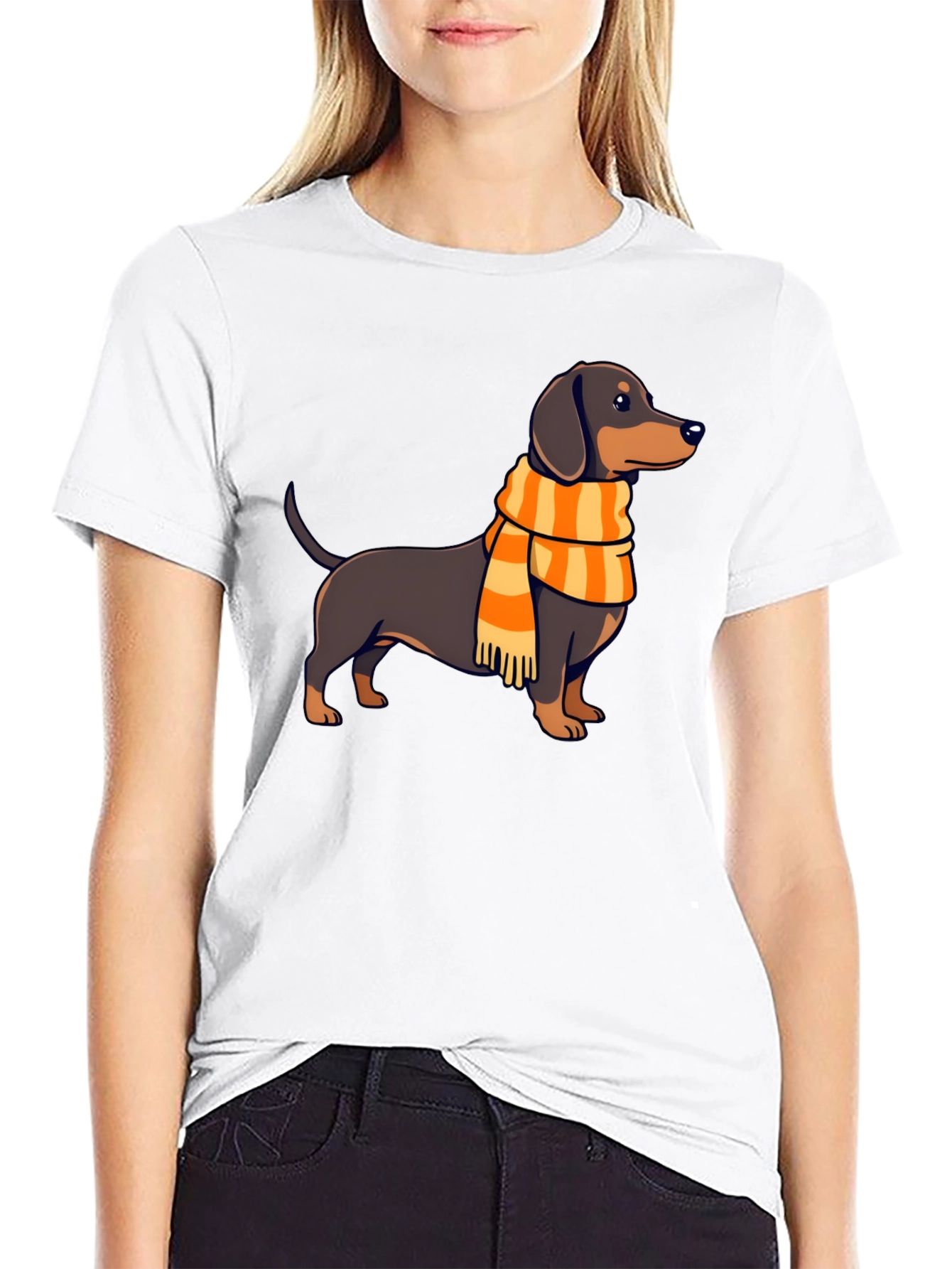 Dachshund Scarf Graphic Tee - Stylish Dog Lover Shirt