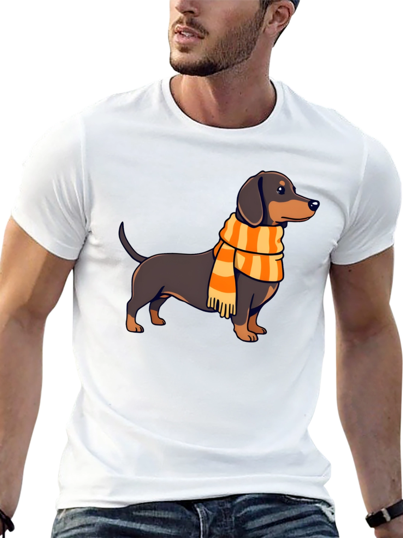 Dachshund Scarf Graphic Tee - Stylish Dog Lover Shirt