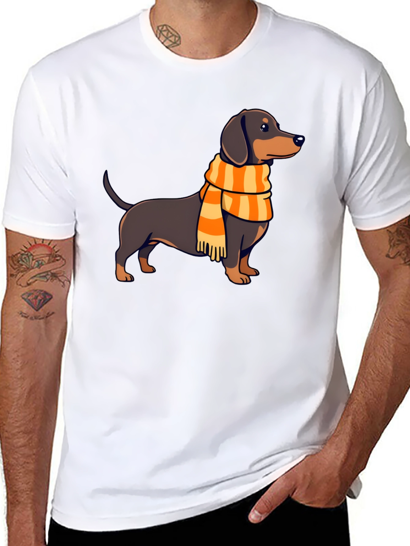Dachshund Scarf Graphic Tee - Stylish Dog Lover Shirt