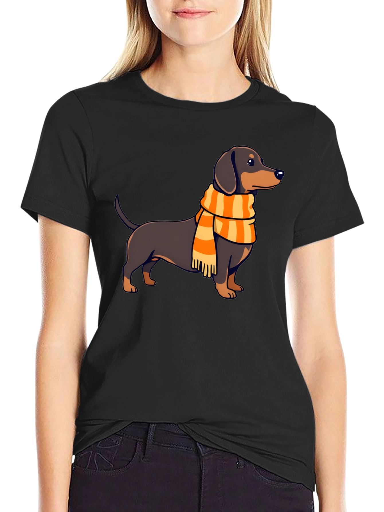 Dachshund Scarf Graphic Tee - Stylish Dog Lover Shirt