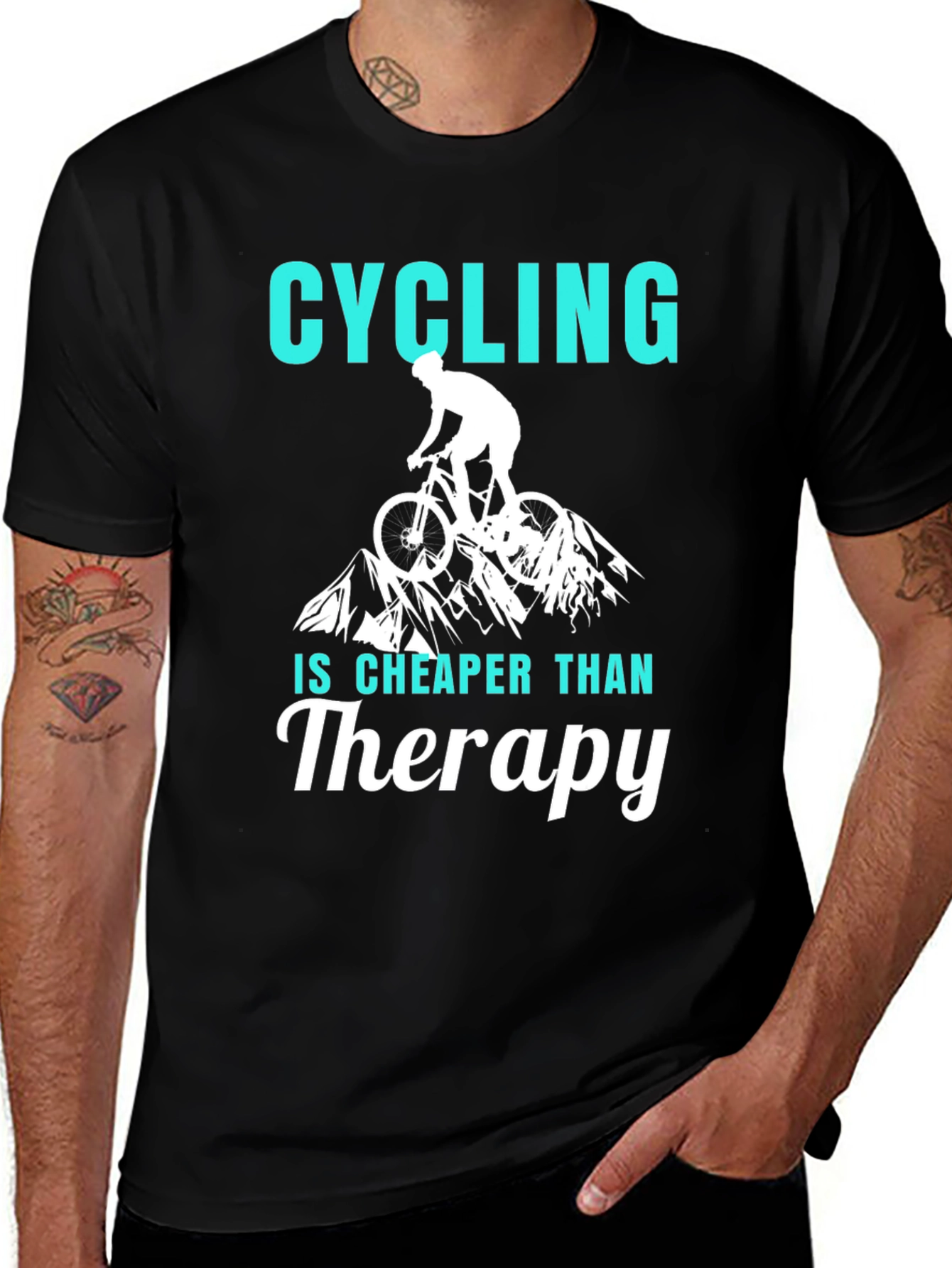 Cycling Cheaper Than Therapy Graphic T-Shirt