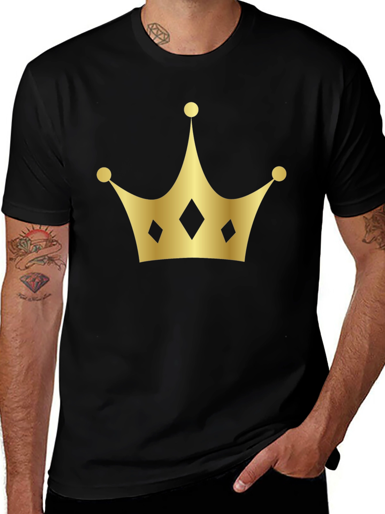 Golden Crown Graphic Black T-Shirt