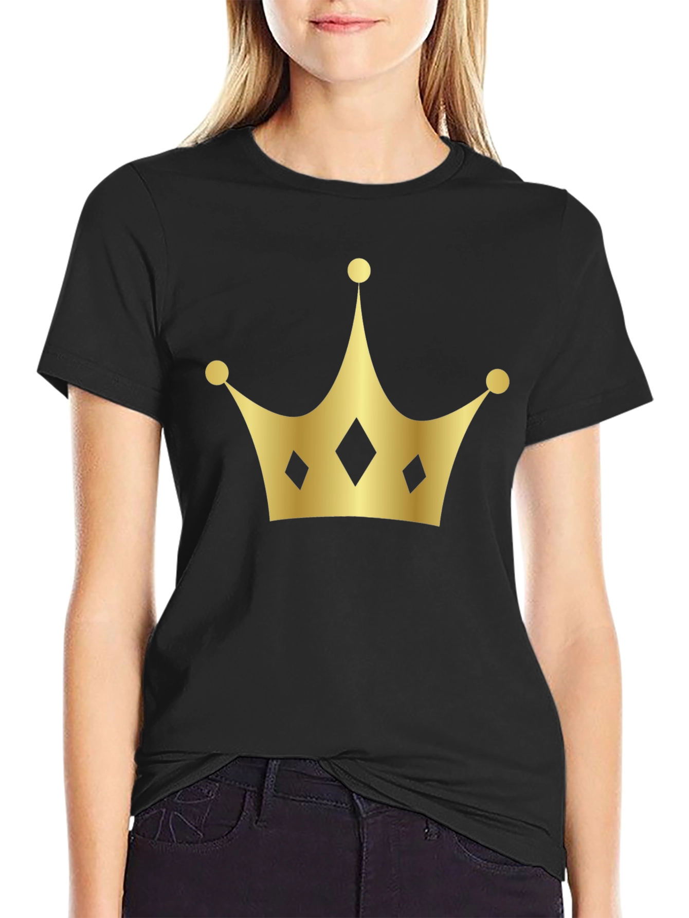 Golden Crown Graphic Black T-Shirt