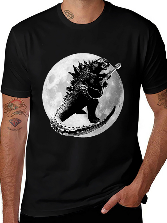 Godzilla Guitar Moon Graphic T-Shirt