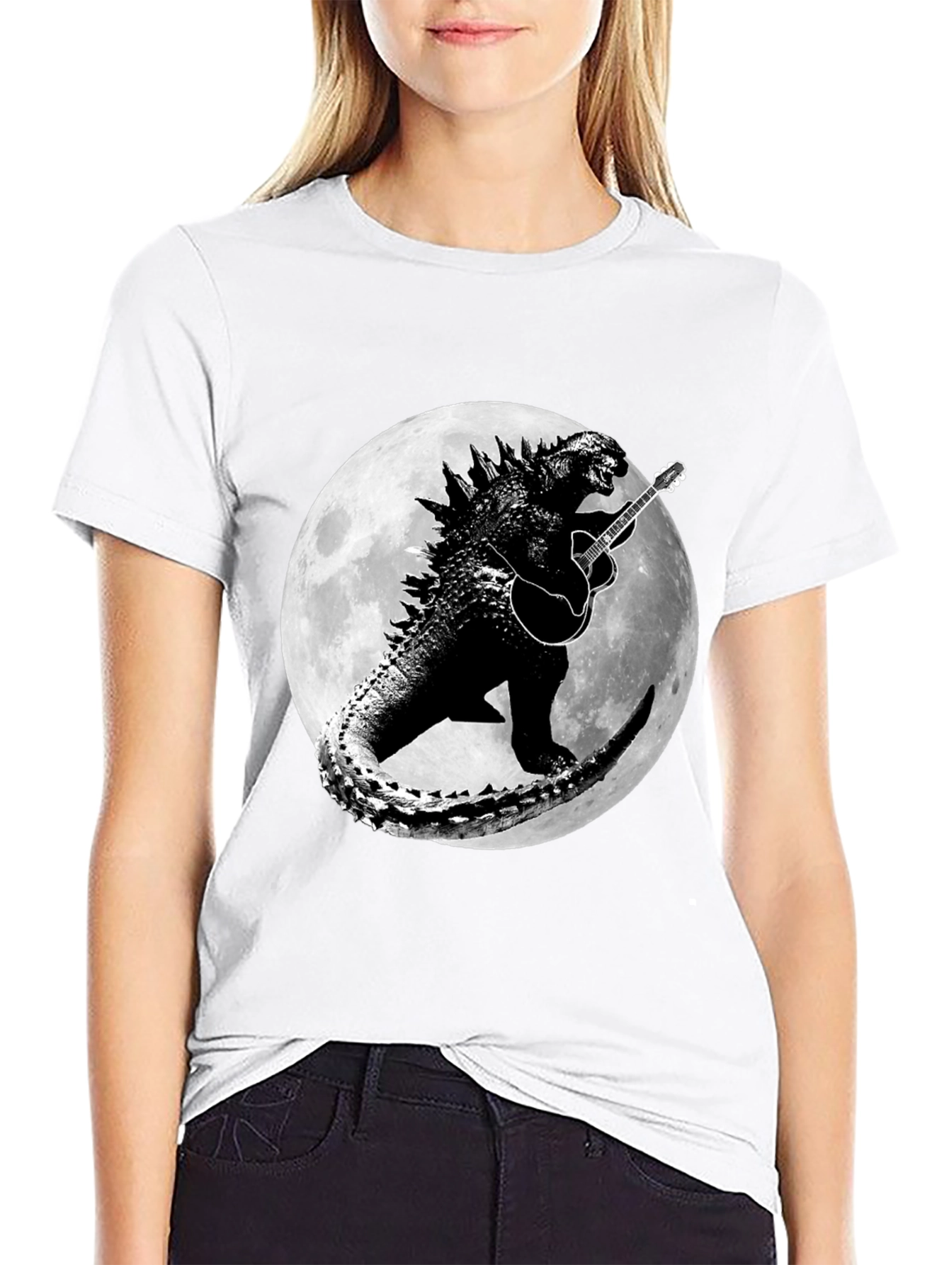 Godzilla Guitar Moon Graphic T-Shirt