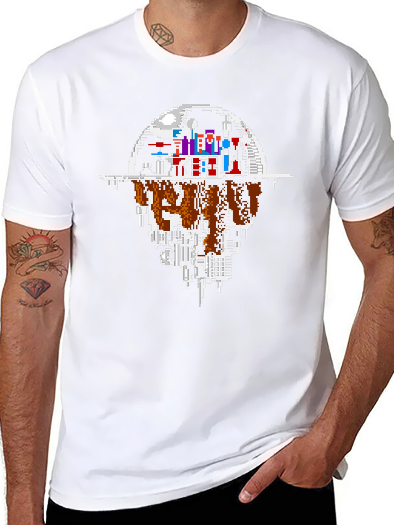 Pixel Cityscape T-Shirt - Urban Gaming Style