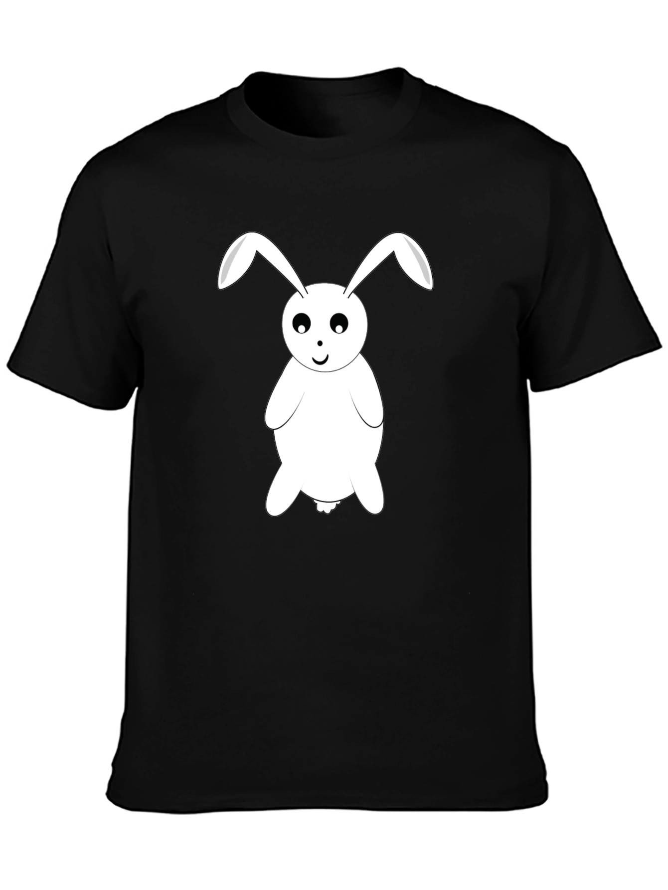 Cute Rabbit Graphic Tee - Black