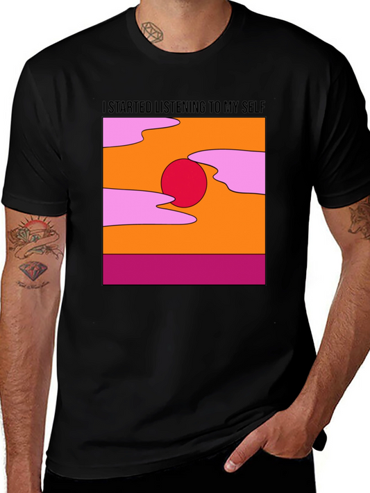 Retro Sunset T-Shirt - Listen To Yourself - Black