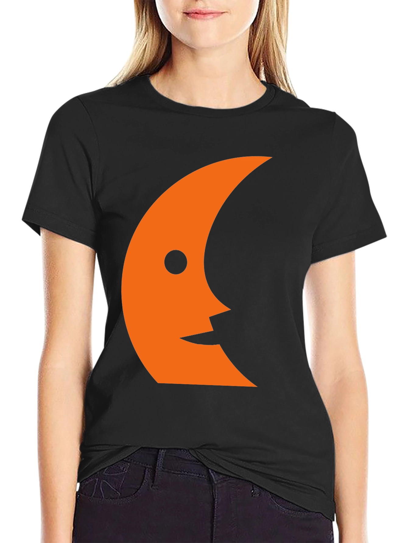 Crescent Face Graphic Tee - Black
