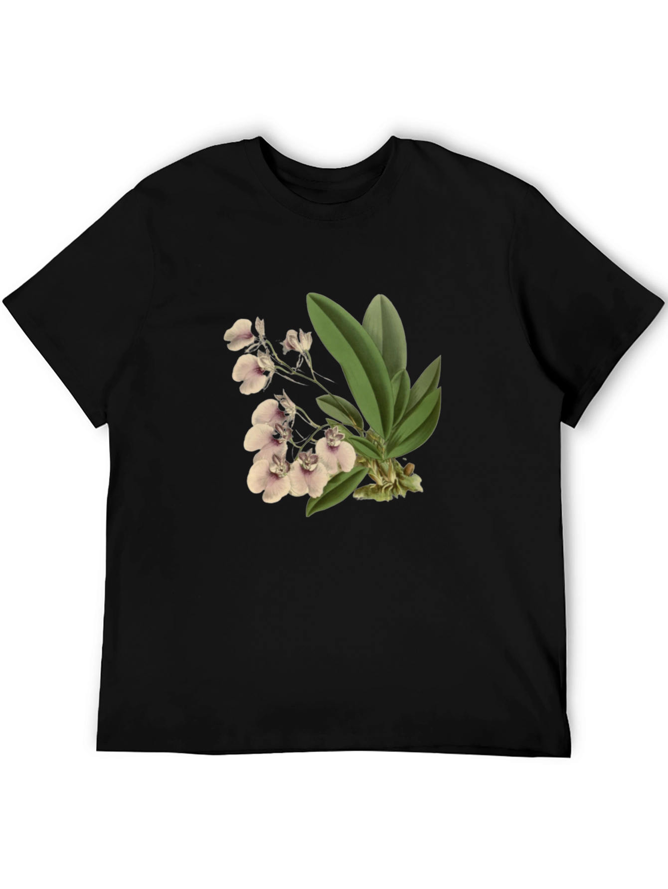 Floral Orchid Graphic Black T-Shirt