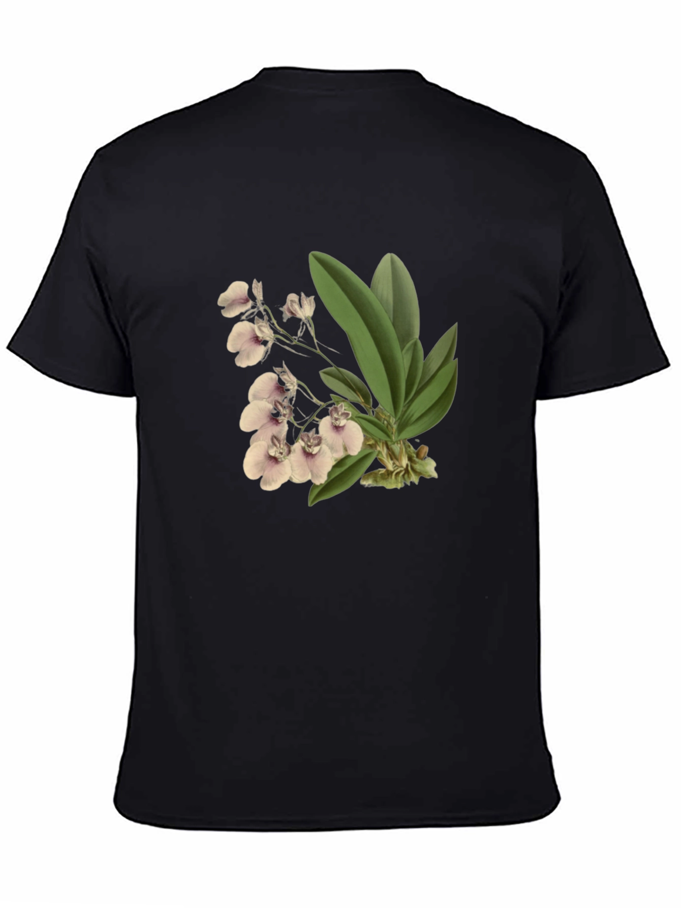 Floral Orchid Graphic Black T-Shirt