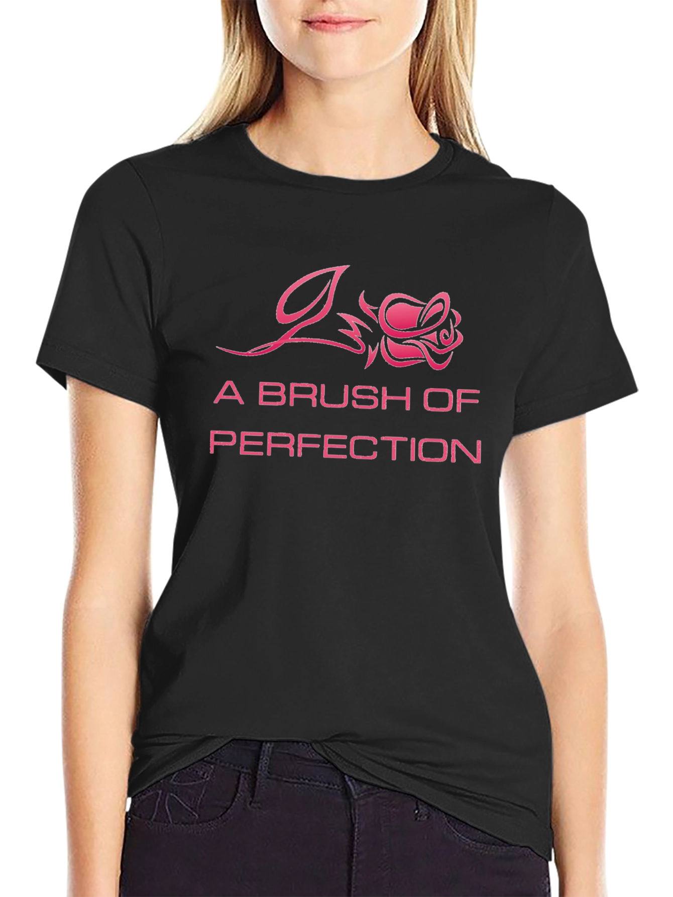A Brush of Perfection Black Graphic T-Shirt