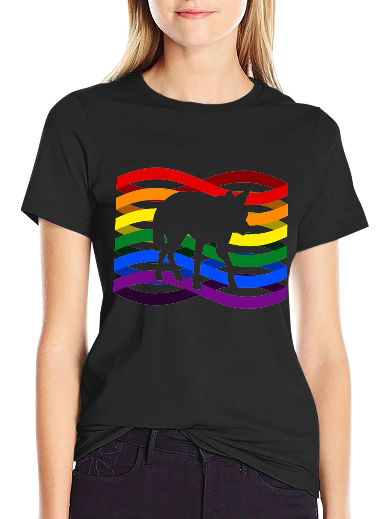 Pride Coyote Graphic T-Shirt - Black Cotton Blend
