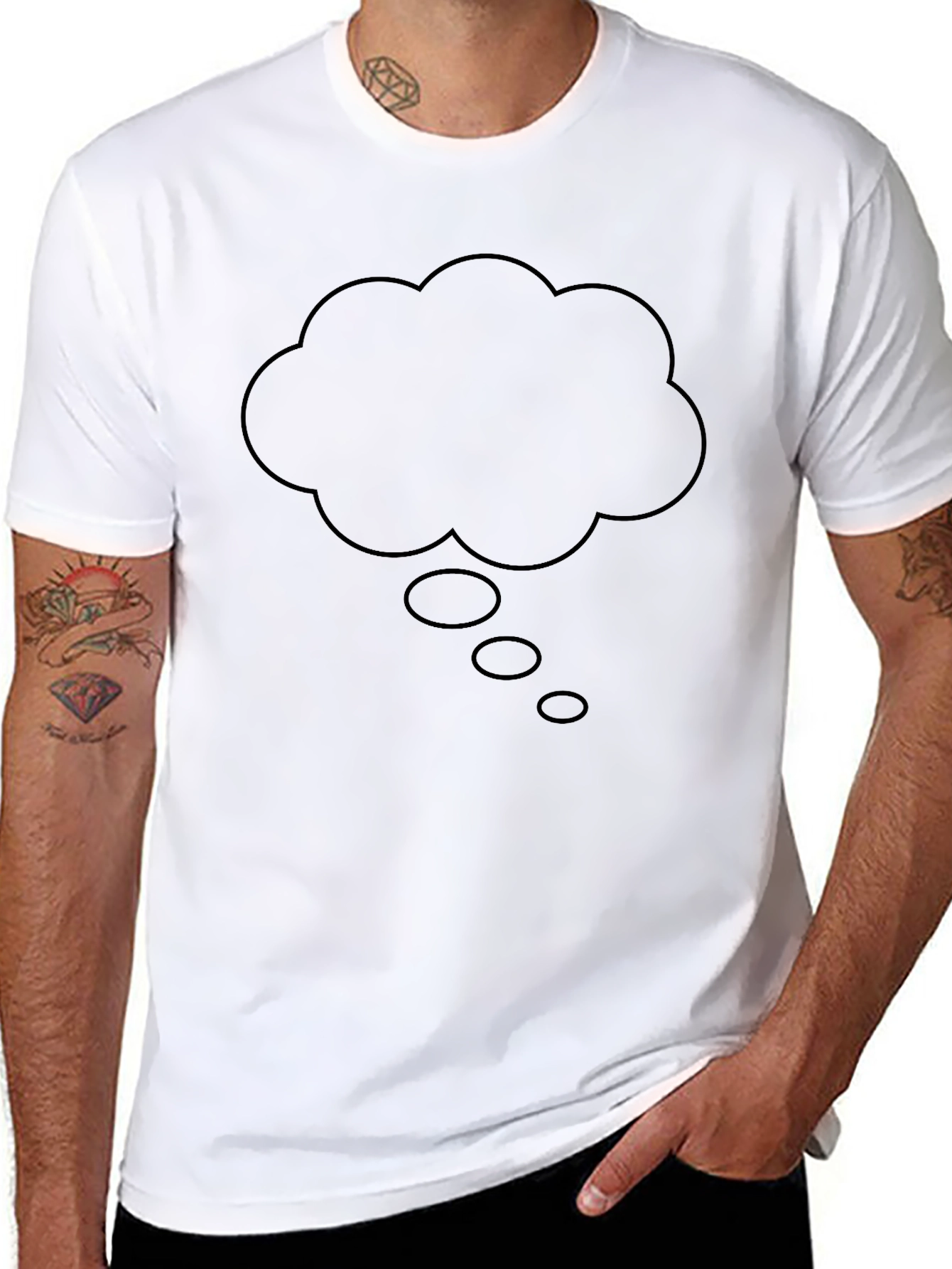 Thinking Cloud Graphic Tee - Black Cotton T-Shirt