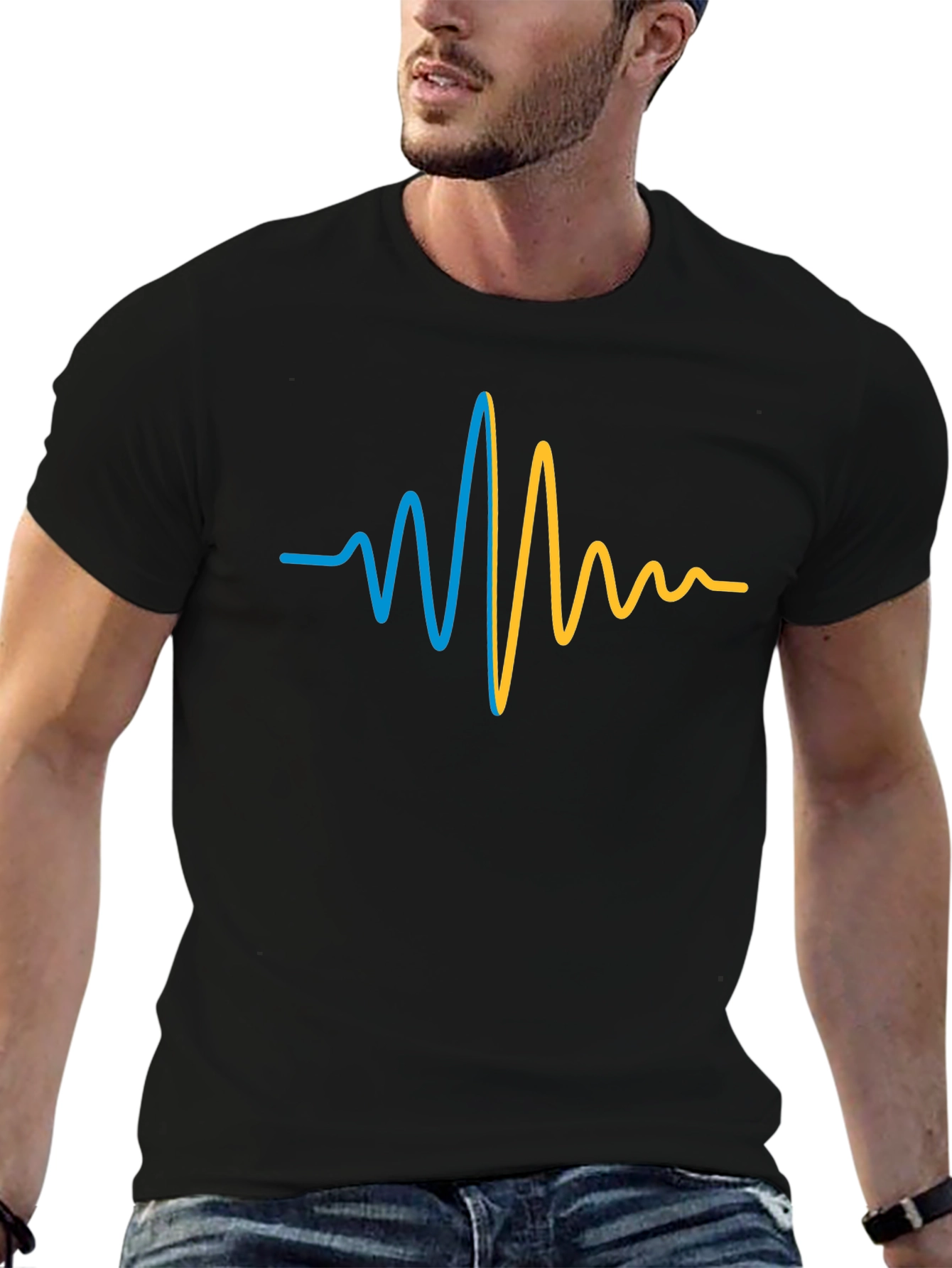 Ukraine Heartbeat T-Shirt - Black Cotton Tee