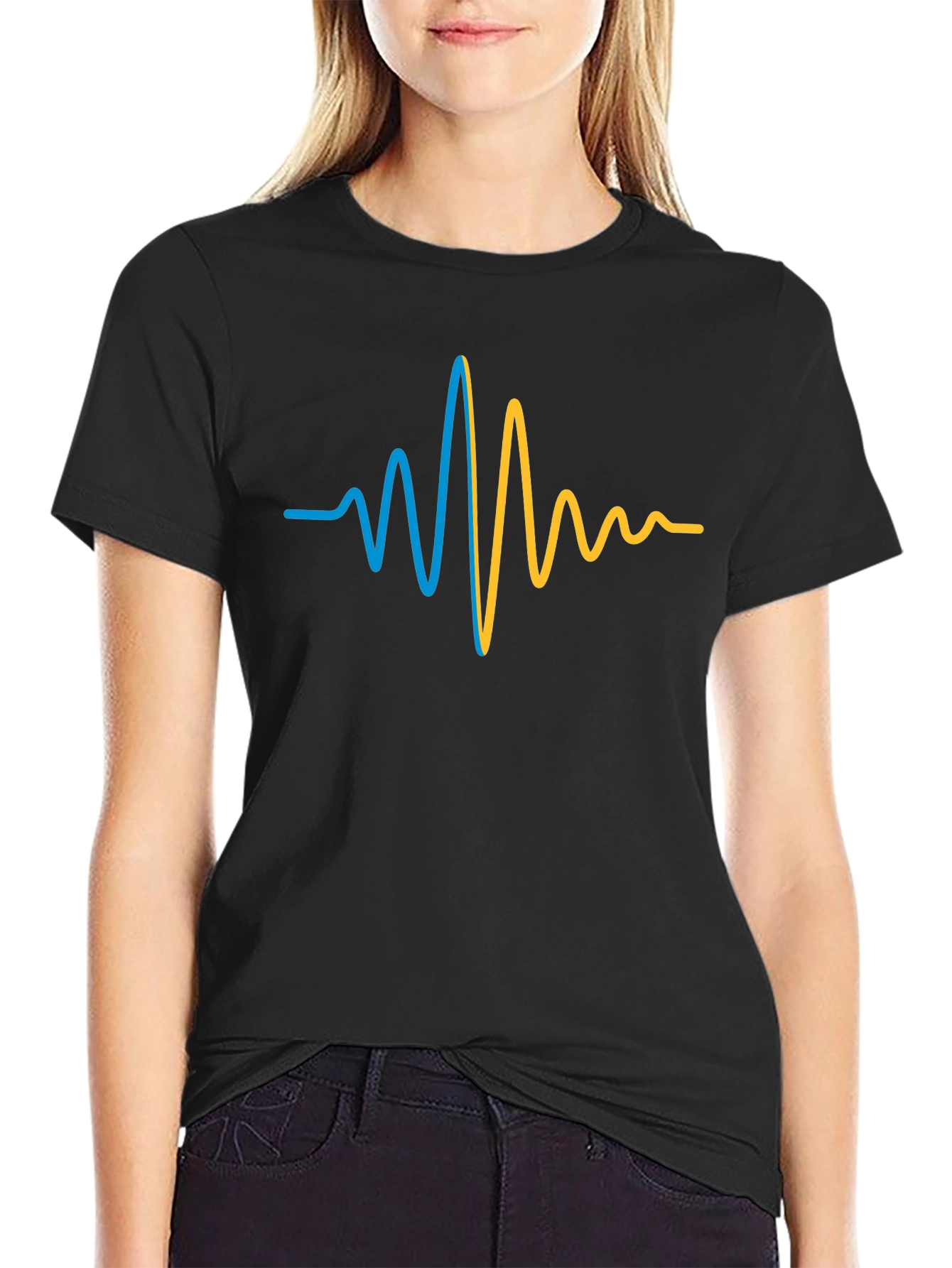 Ukraine Heartbeat T-Shirt - Black Cotton Tee