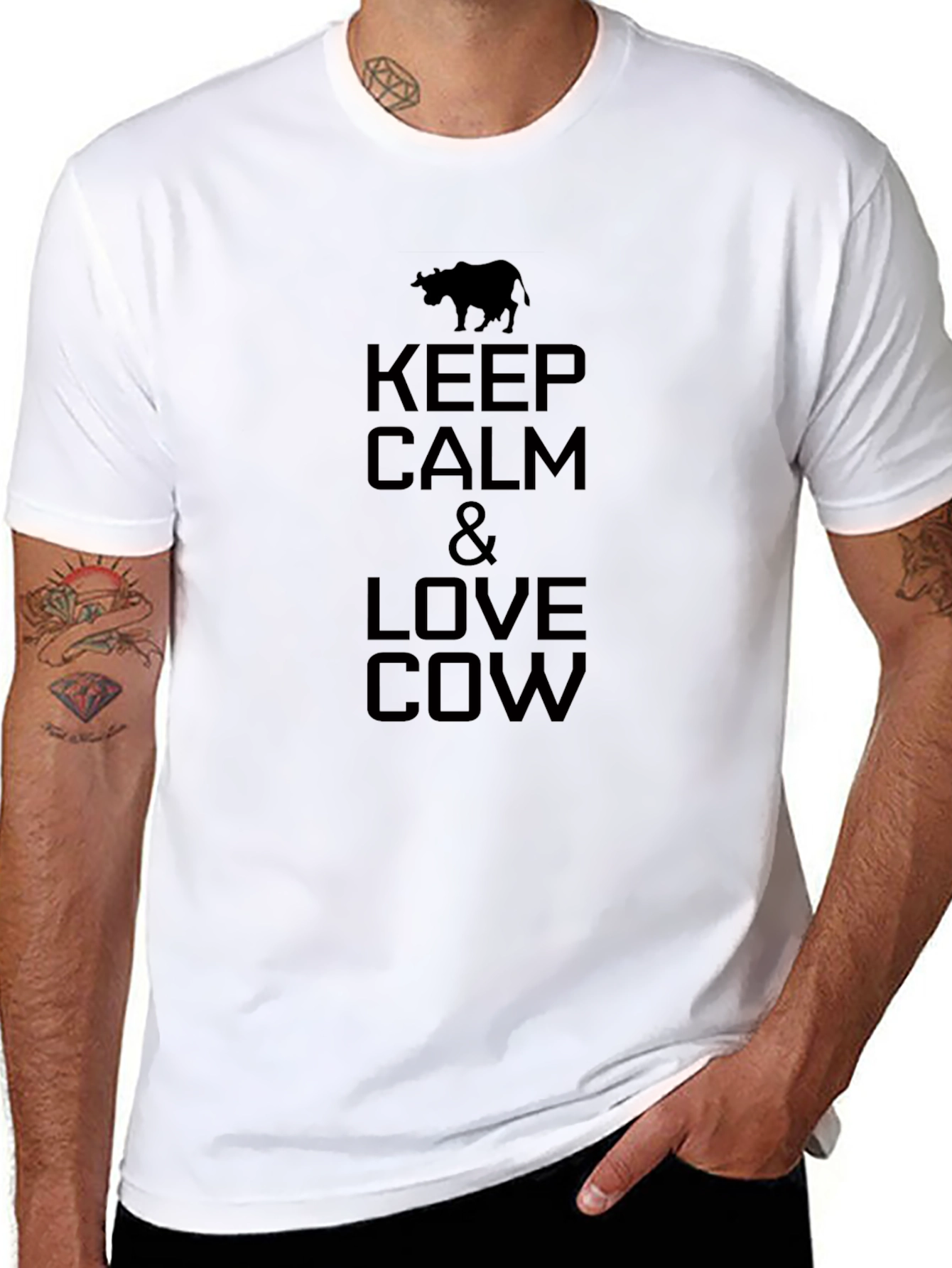 Keep Calm & Love Cow Black T-Shirt