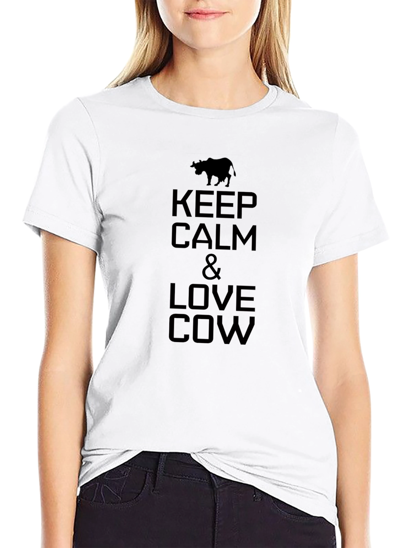 Keep Calm & Love Cow Black T-Shirt