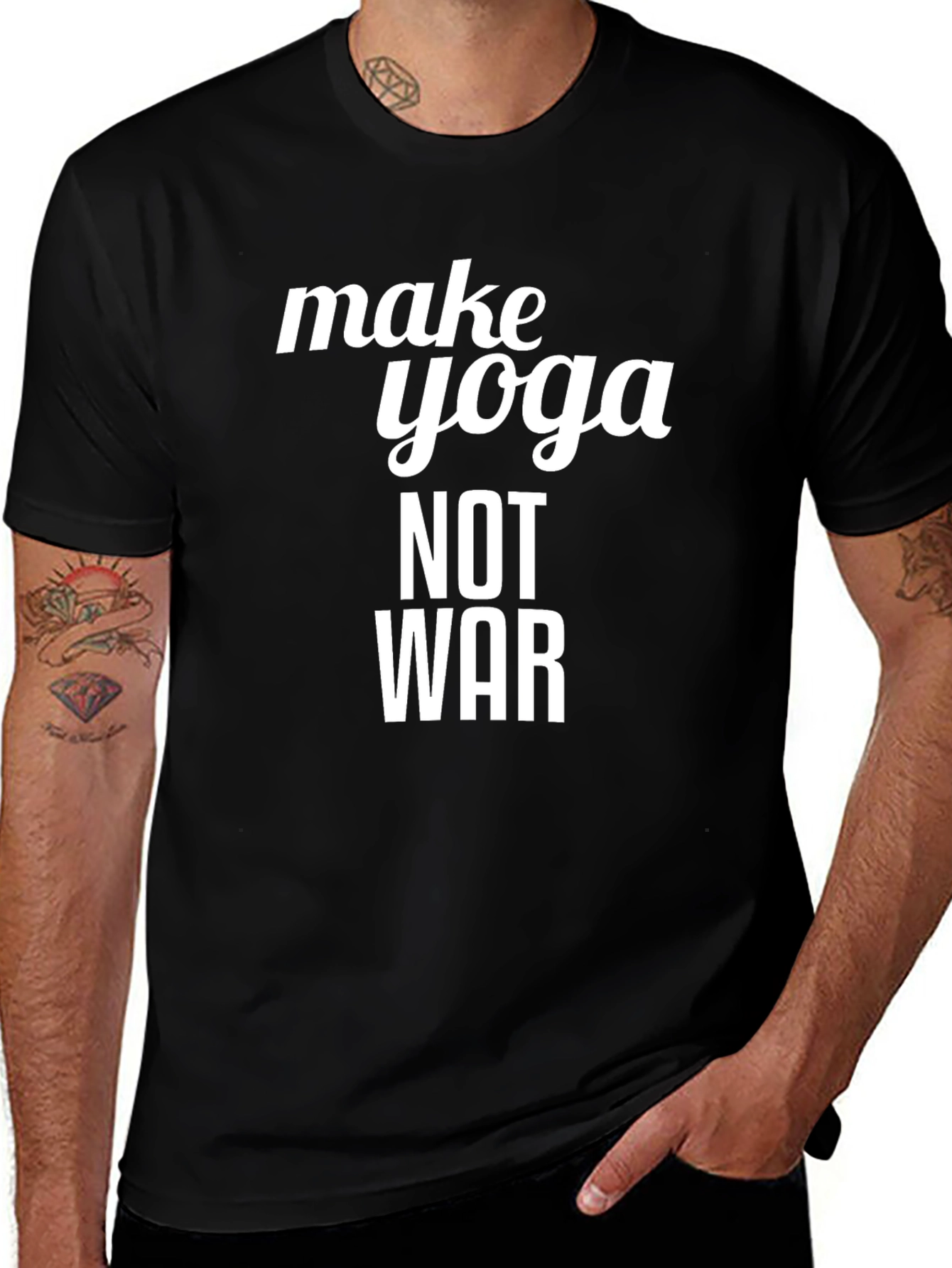 Make Yoga Not War Black T-Shirt
