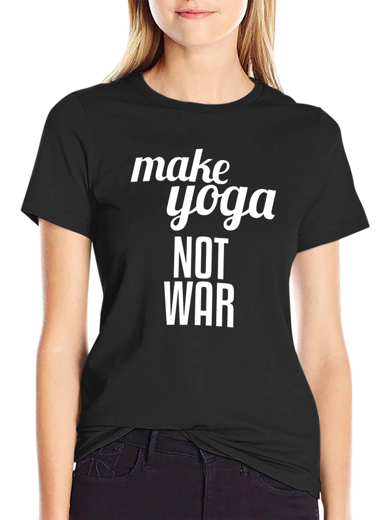 Make Yoga Not War Black T-Shirt
