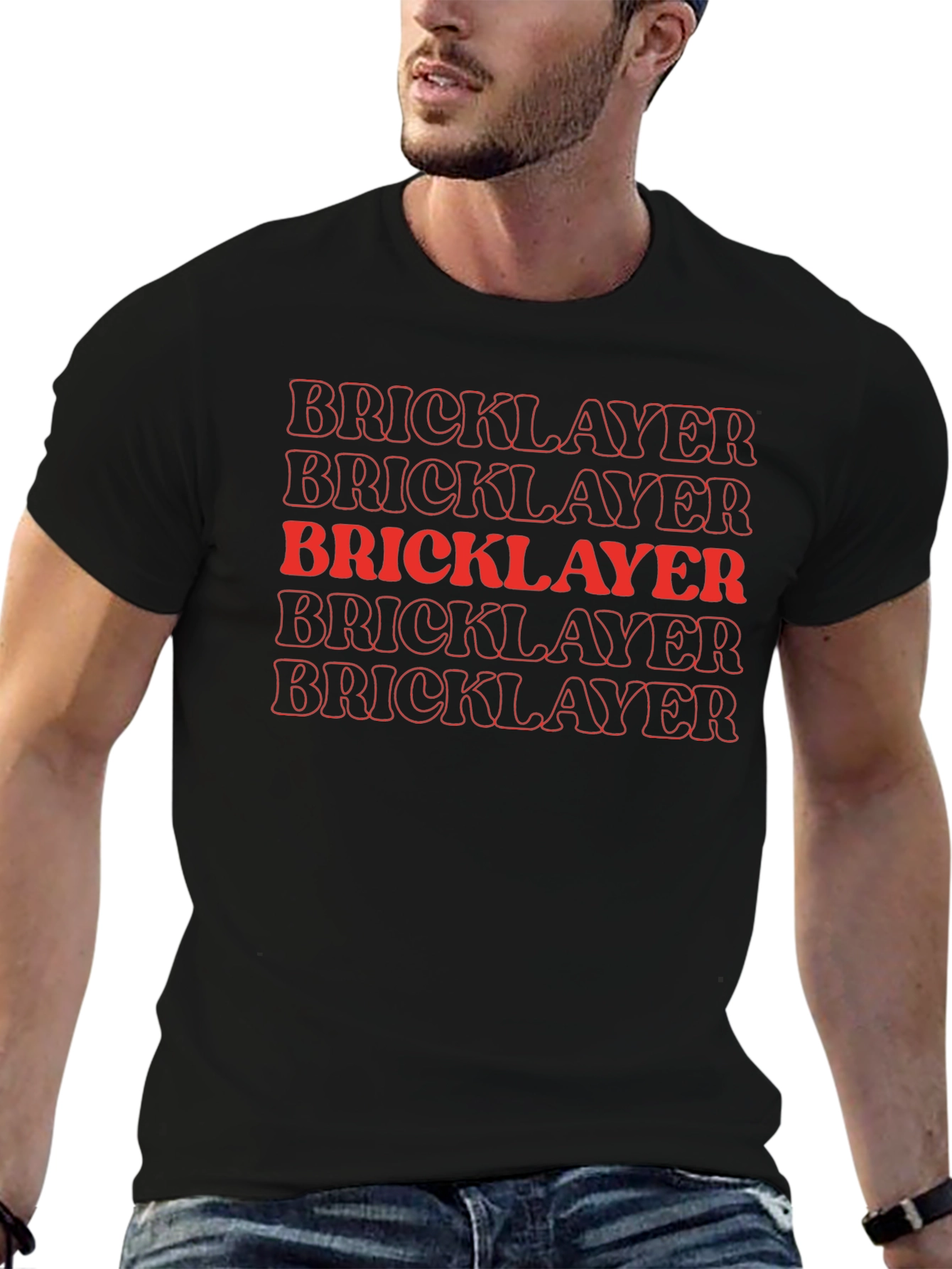 Bricklayer Text Graphic Black T-Shirt