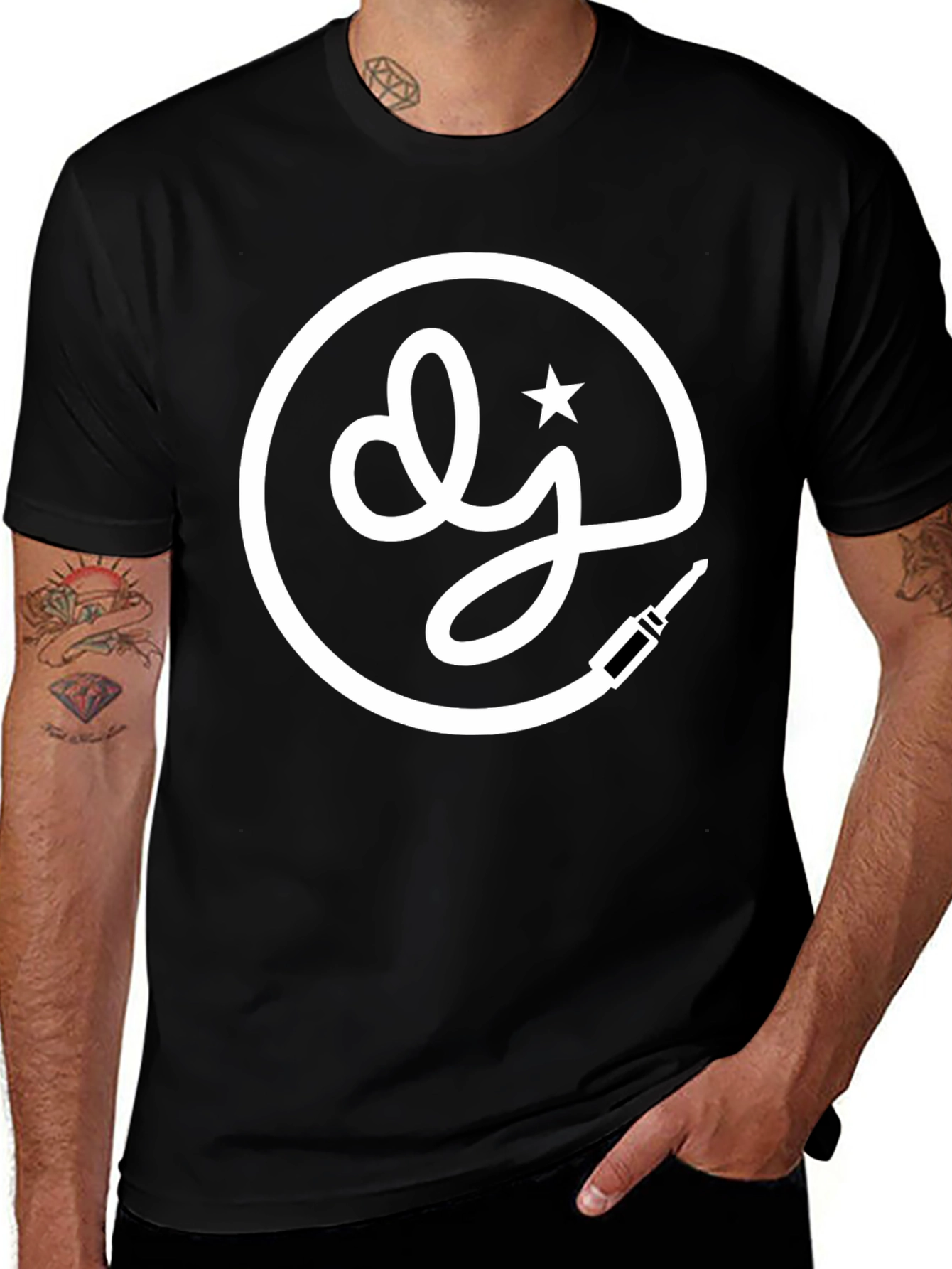 DJ Star Logo Black T-Shirt - Music Lovers Tee