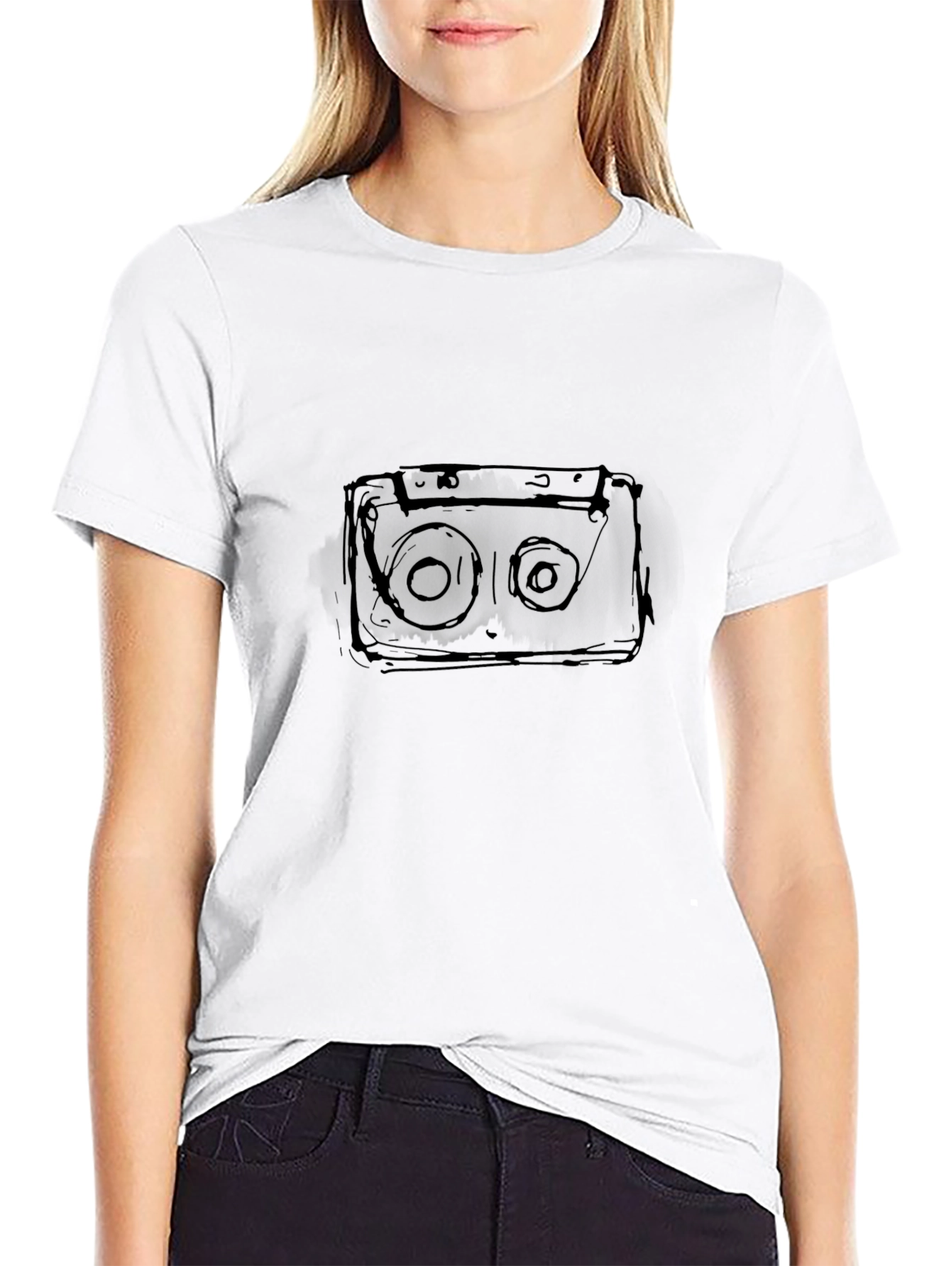 Retro Cassette Tape Graphic T-Shirt - Black