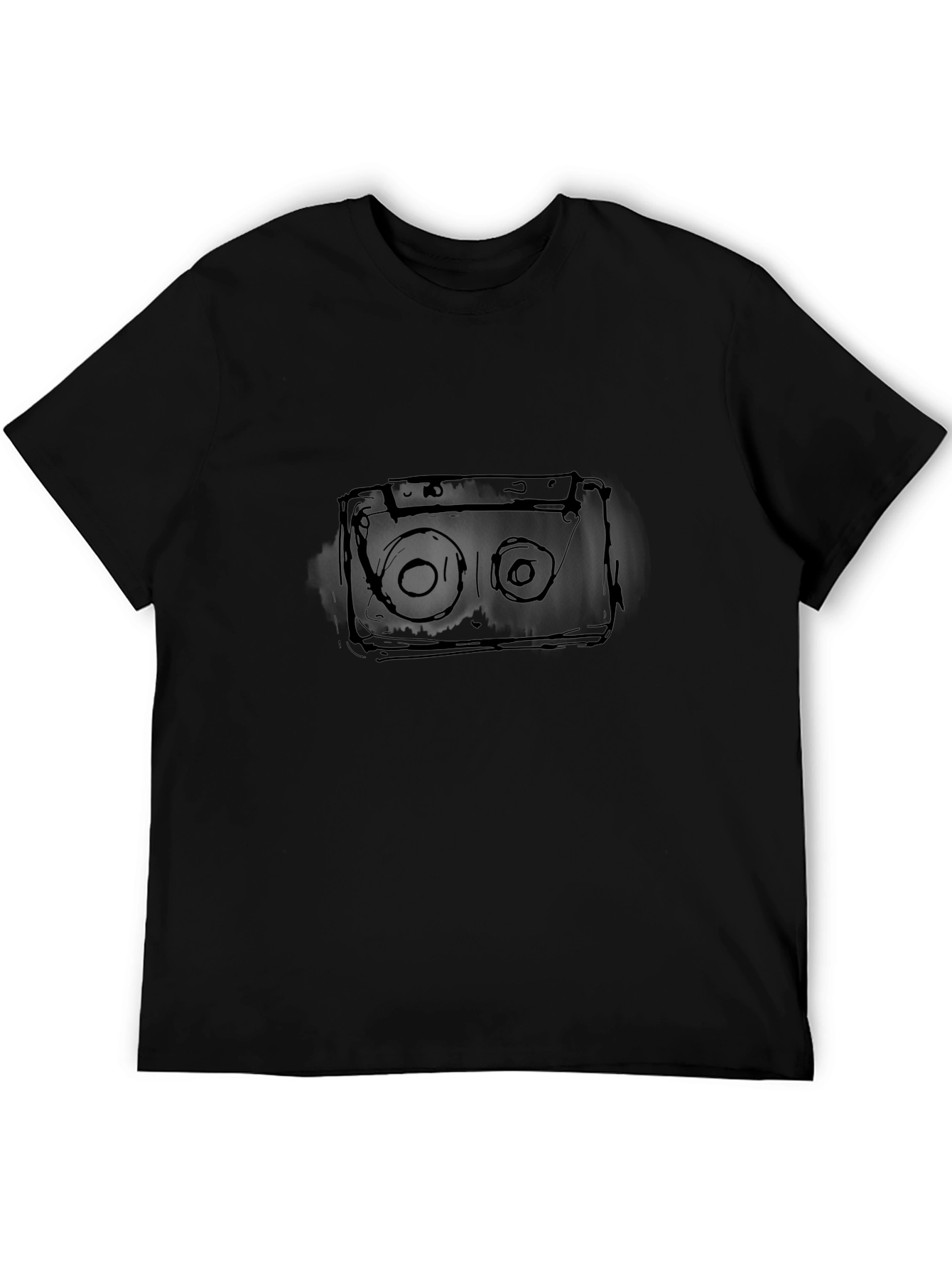 Retro Cassette Tape Graphic T-Shirt - Black