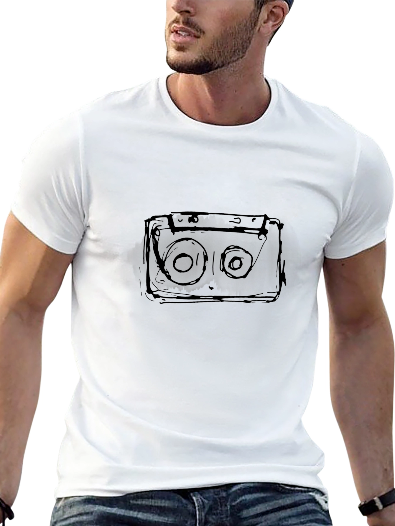 Retro Cassette Tape Graphic T-Shirt - Black