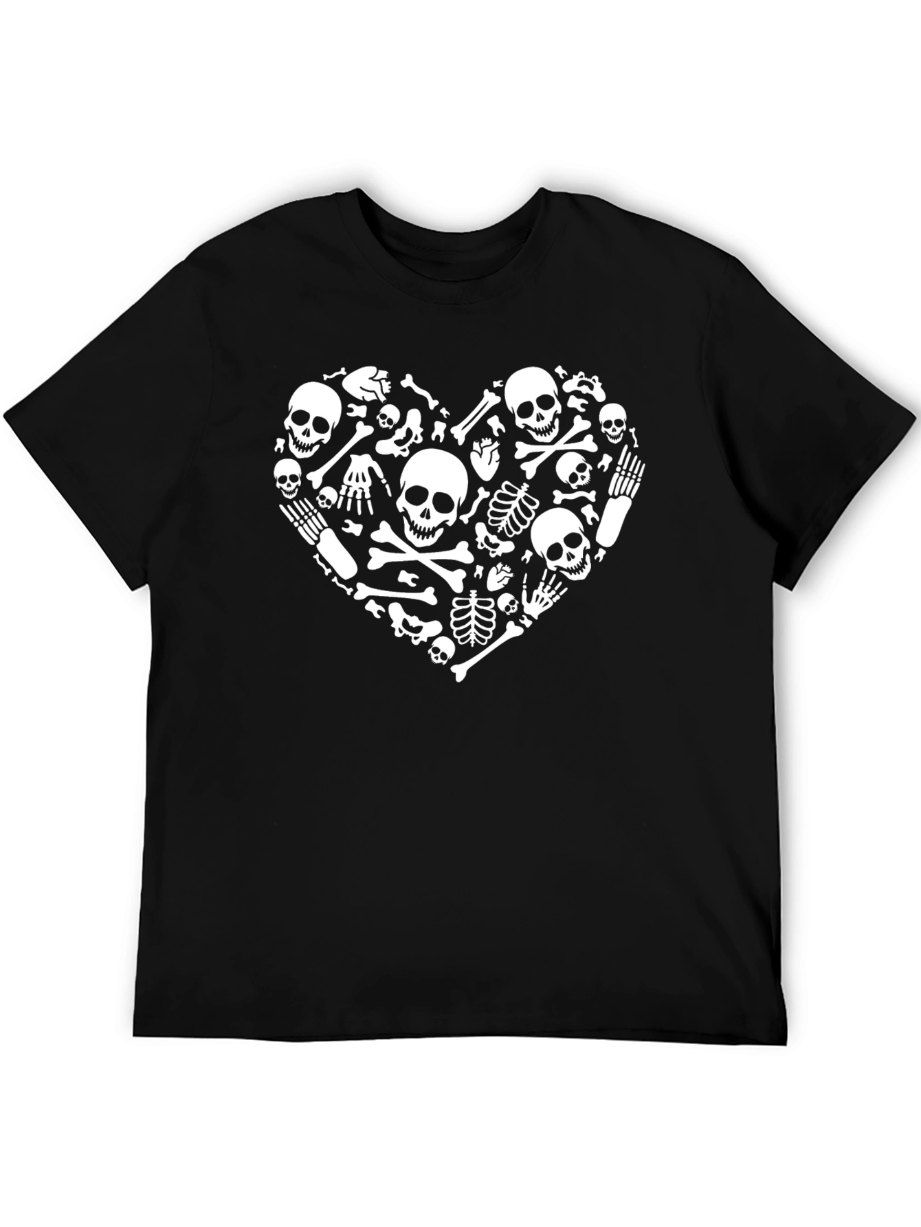 Skull Heart Graphic T-Shirt - Black