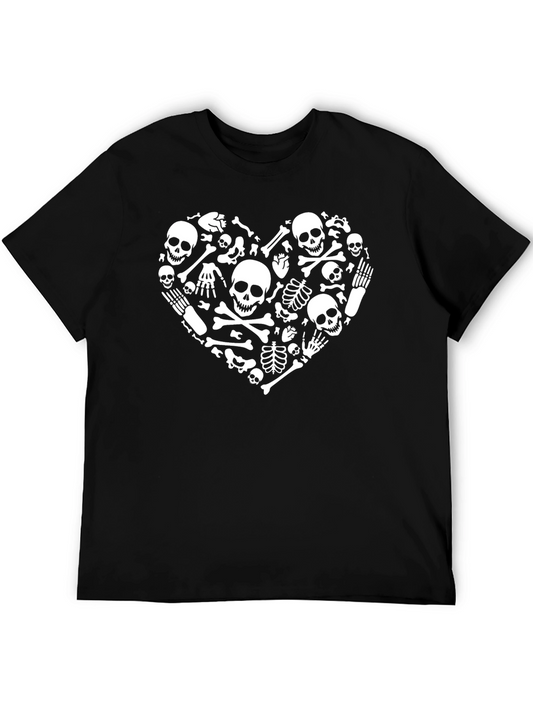 Skull Heart Graphic T-Shirt - Black