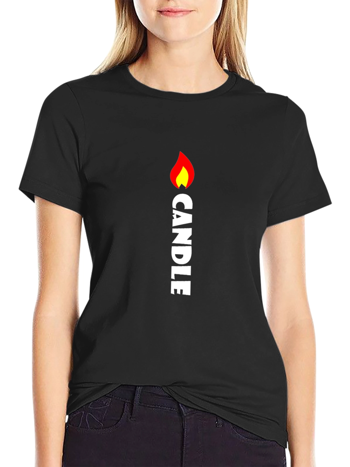 Candle Flame Graphic Tee - Black
