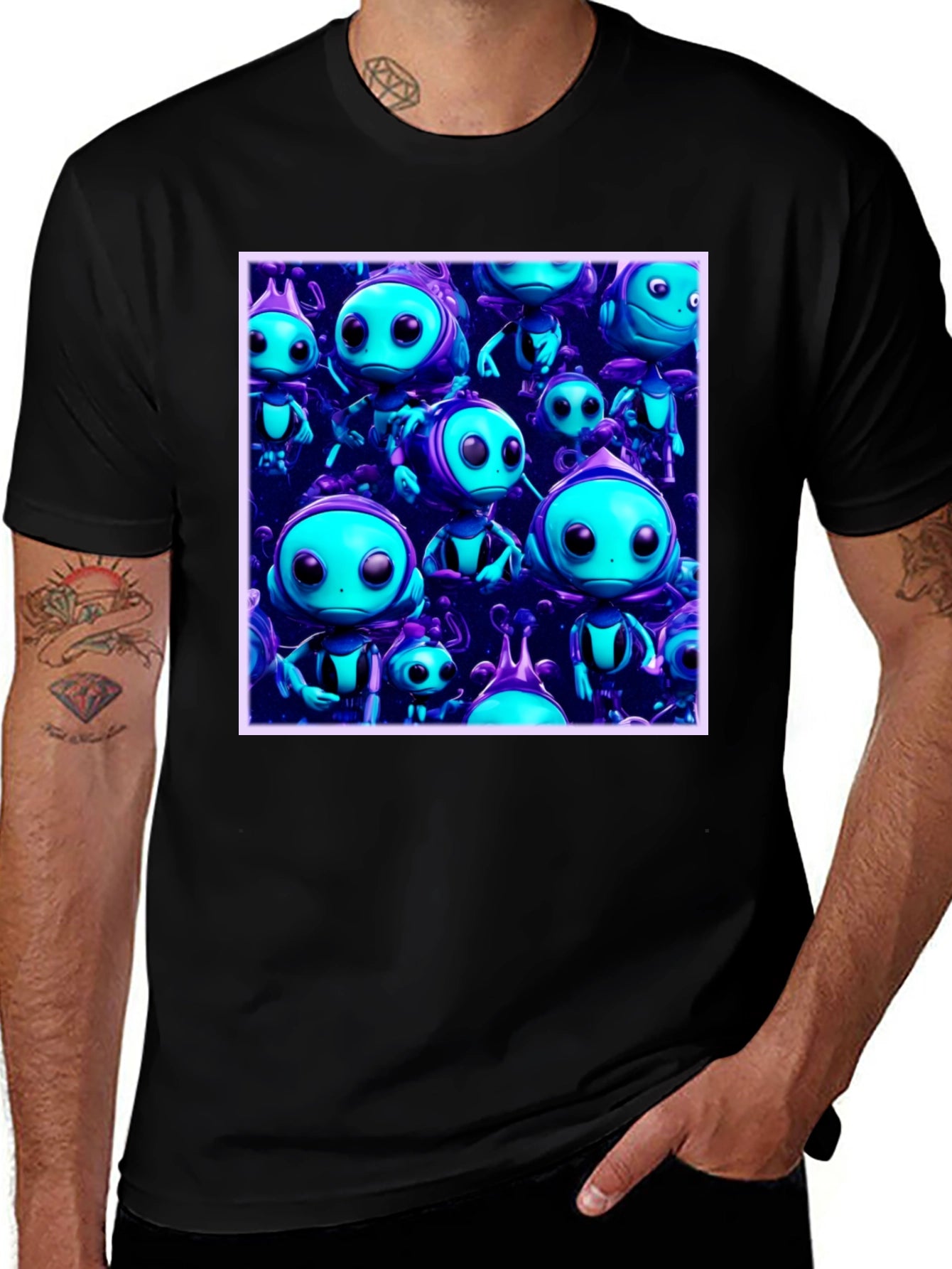 Funky Alien Graphic Tee - Black