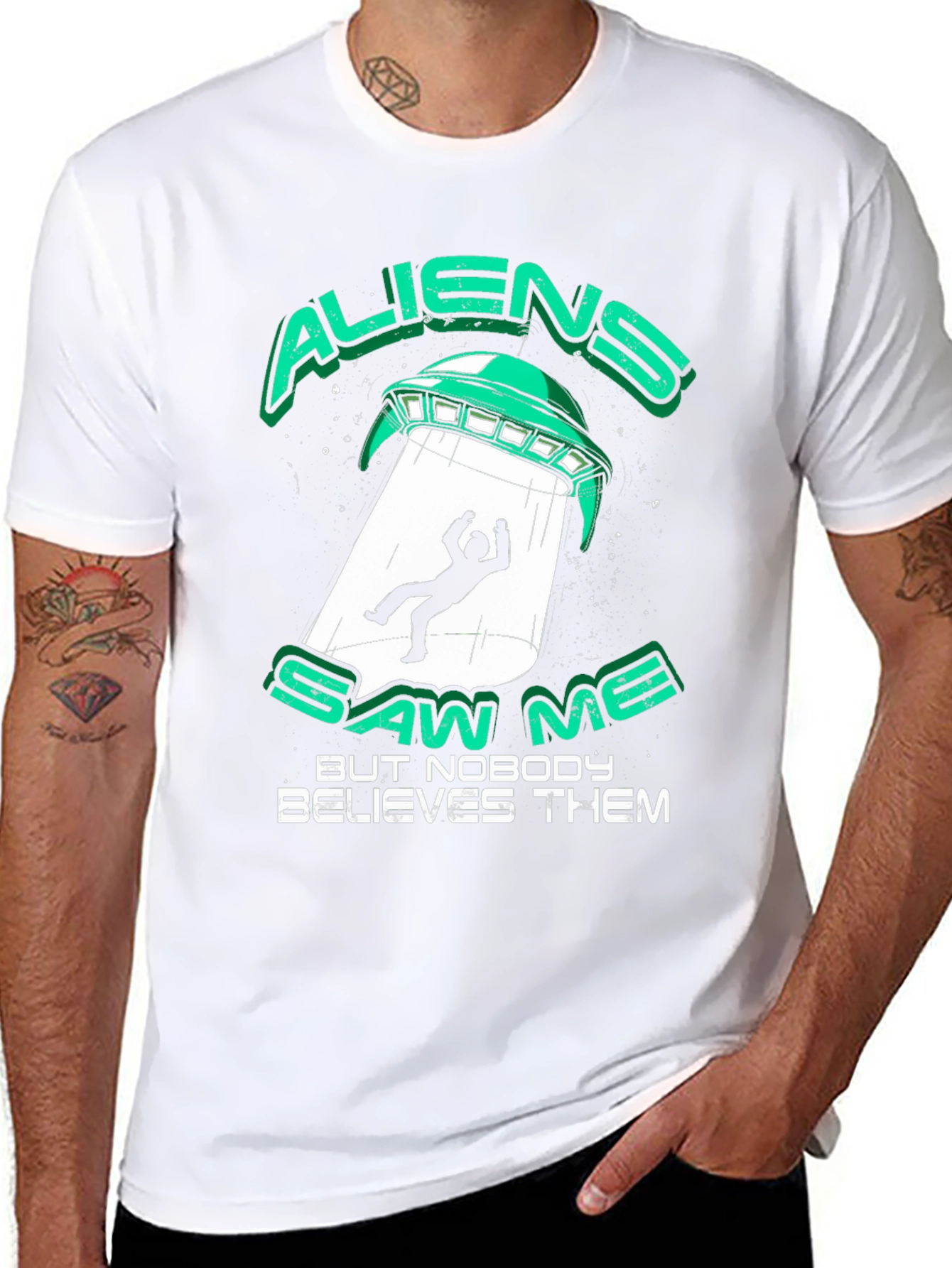 Aliens Saw Me T-Shirt - UFO Abduction Graphic Tee
