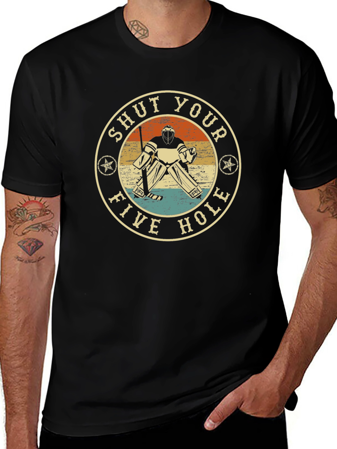 Shut Your Five Hole Hockey Goalie Graphic T-Shirt