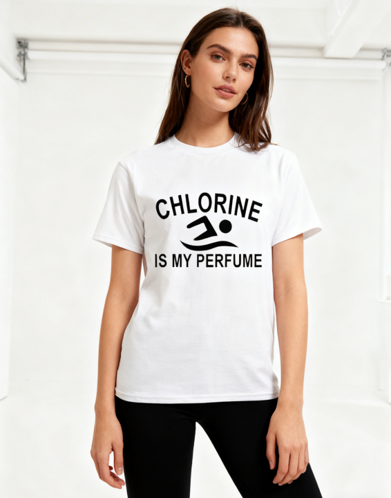Chlorine Is My Perfume Swimming T-Shirt - Black Swimmer Gift Tee