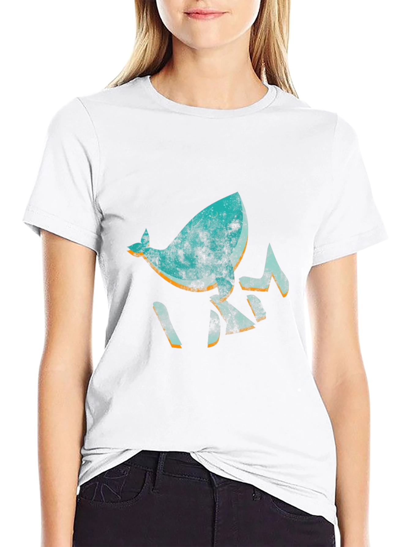 Abstract Whale Graphic Black T-Shirt