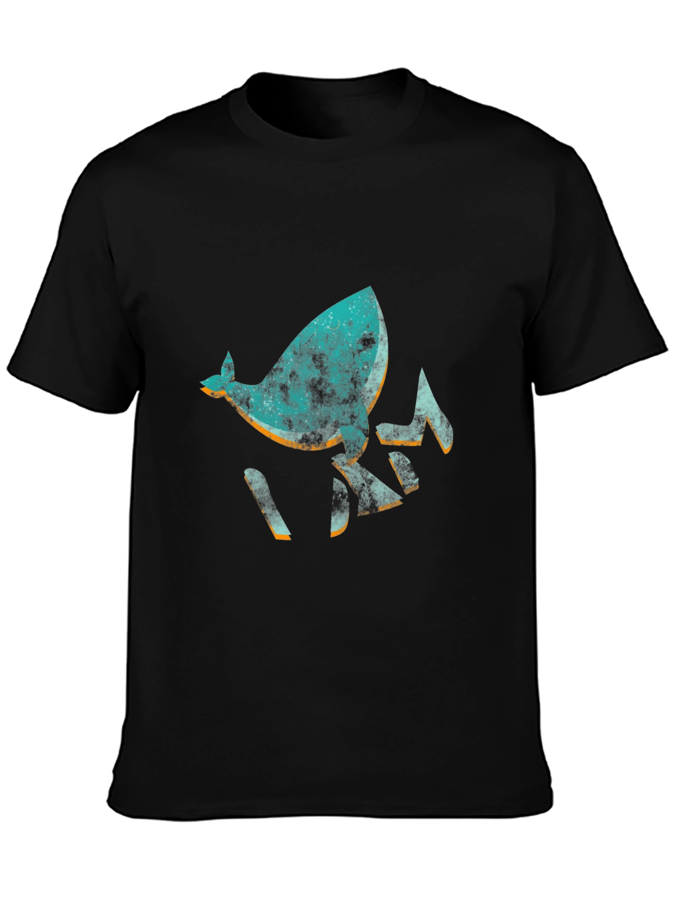 Abstract Whale Graphic Black T-Shirt