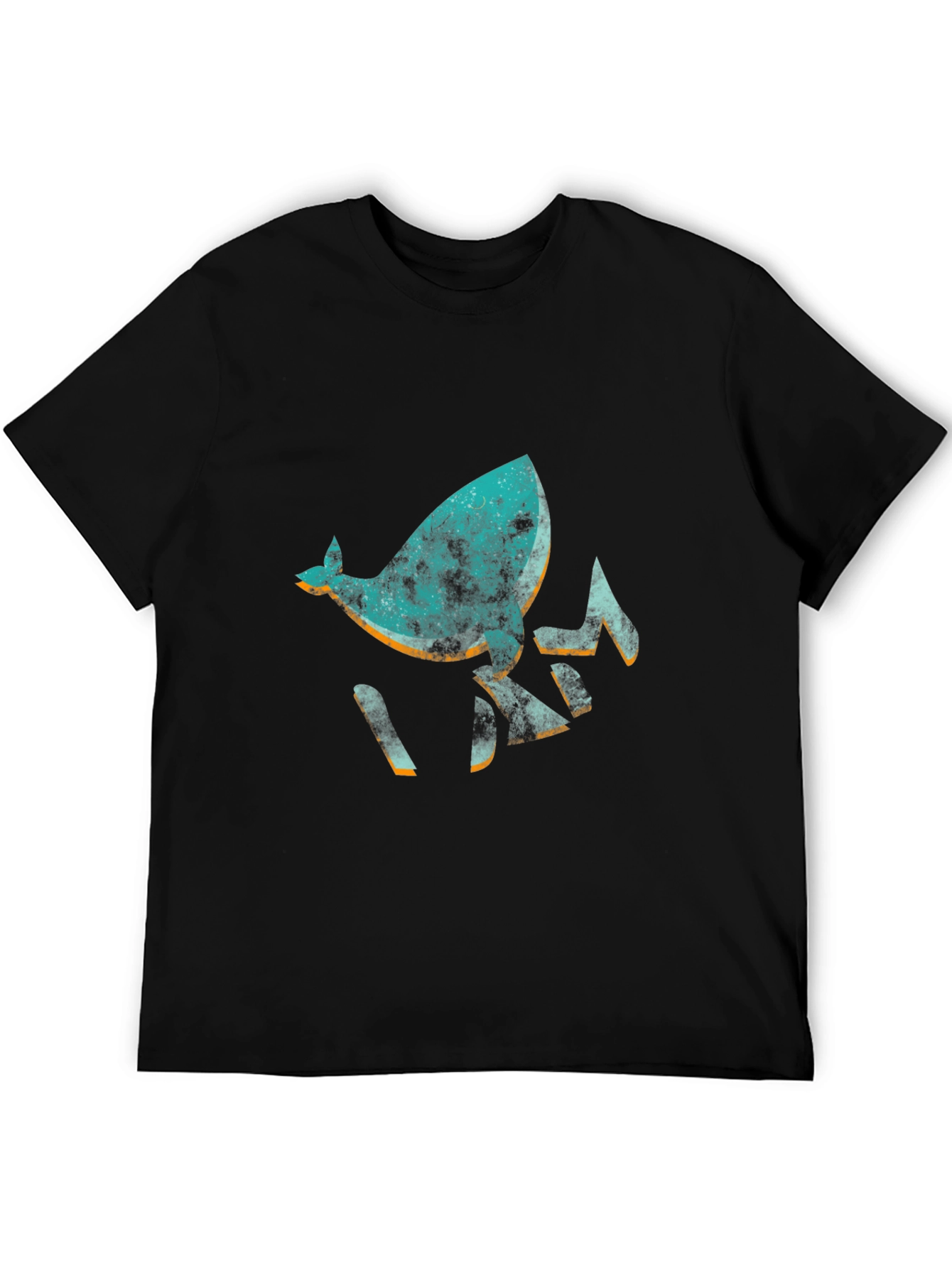 Abstract Whale Graphic Black T-Shirt