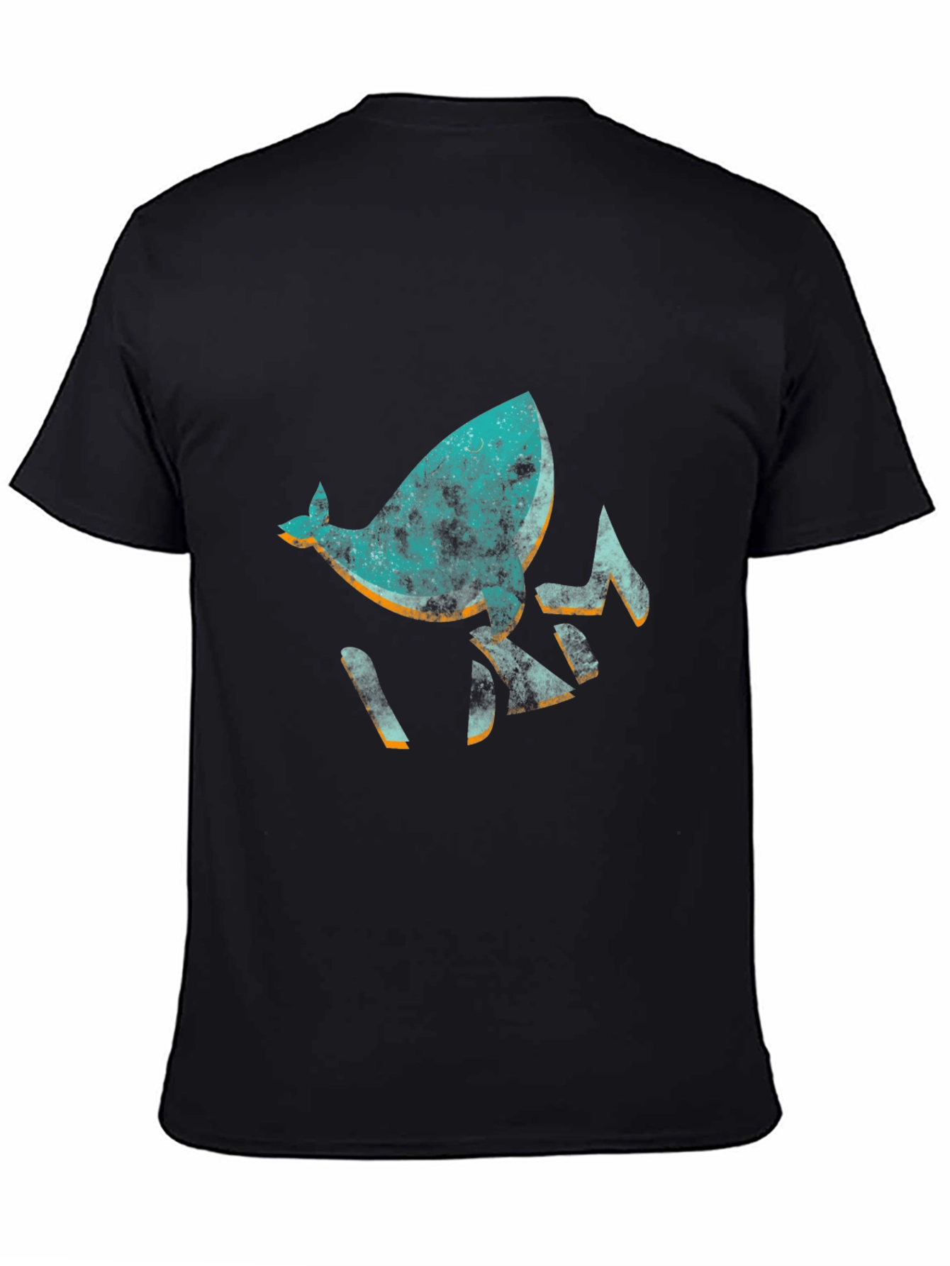 Abstract Whale Graphic Black T-Shirt